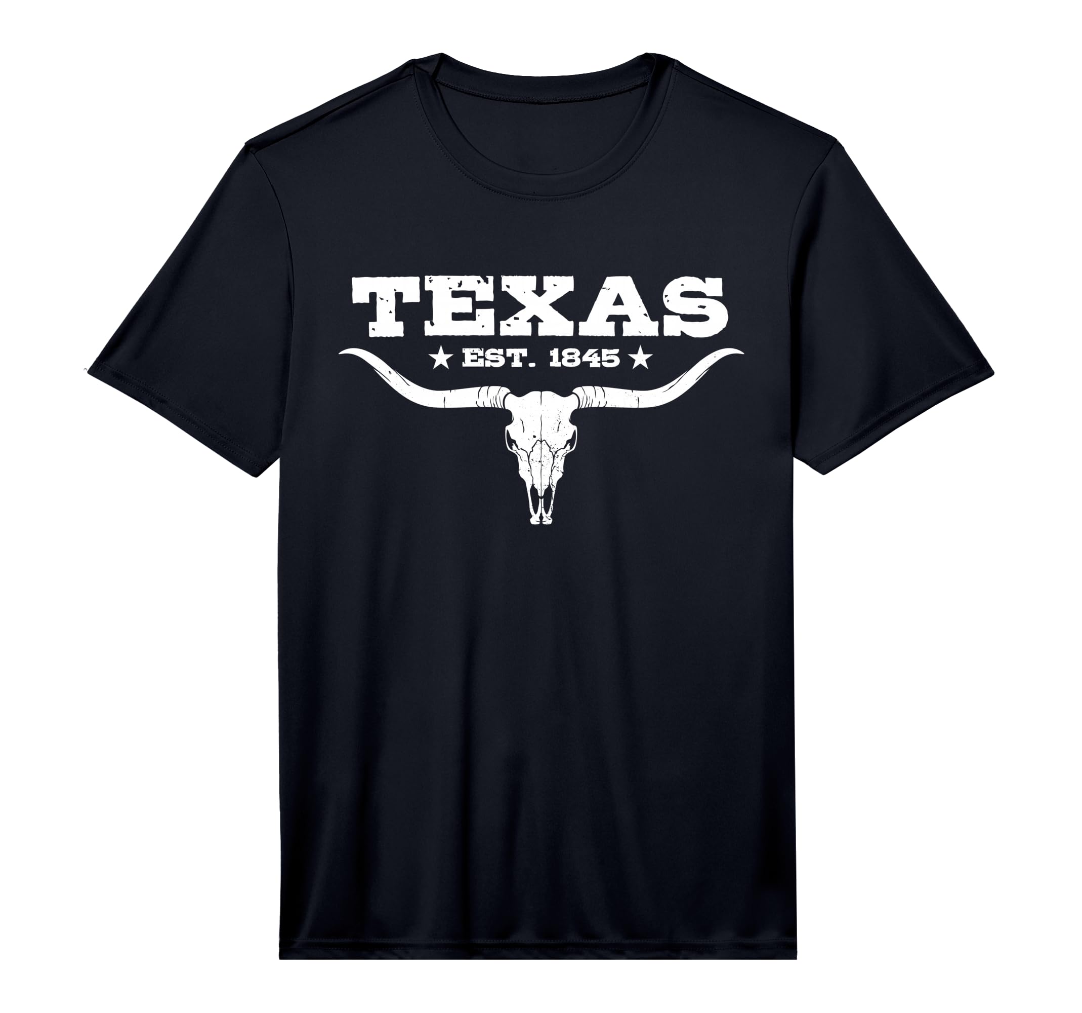 Texas Distressed Est 1845 Longhorn Bull T-Shirt - Custom Art Print Unisex