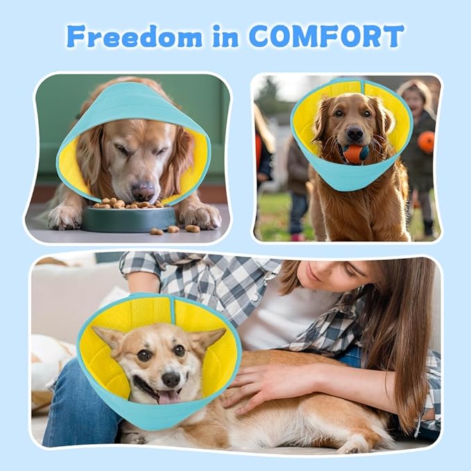 Soft Dog Cone Collar Alternative to Stop Licking, Comfy E Cones for Large Medium Dogs After Surgery, Comfortable Elizabethan Recovery Head Ecollars of Shame, XL Pet Neuter Neck Collars Anti Licking