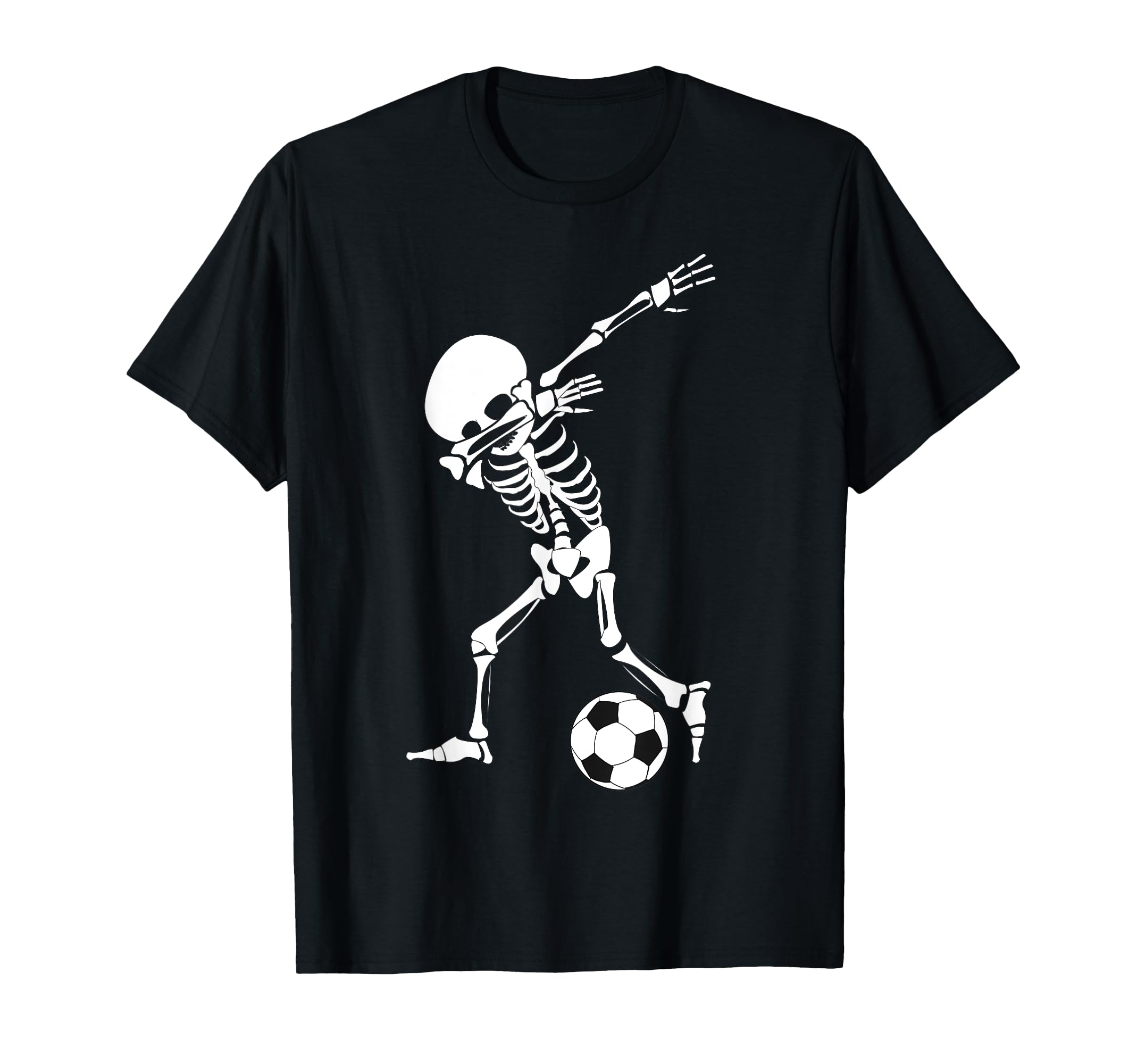 Dabbing Skeleton Soccer Funny Halloween T-Shirt - Minimalist Print Unisex