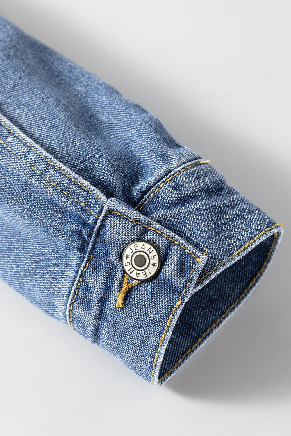 Blue Stripe Washed Oversized Pocketed Denim Jacket