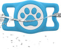 IP68 Waterpoof Dog Airtag Holder, Stretchy Silicone Full Body Covered Apple Air Tag Holder for Dog Cat Collar Fit All Width Collar (Blue, 1 Pack)