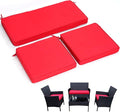 3-Pack Outdoor Patio Furniture Replacement Cushions Set–High-Elastic Sponge Cushions Fit 4-Piece Wicker Rattan Sofa, Loveseat & Chairs, 36x18x2 & 18x18x2, Waterproof, Fade-Resistant (Wine red)