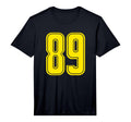 Yellow Sports Team Number 89 T-Shirt - Minimalist Print Men Women