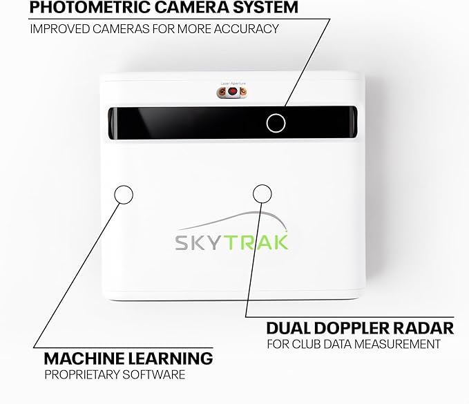 SkyTrak+ Launch Monitor and Golf Simulator - Tour-Level Golf Analysis with Dual Doppler Radar, Enhanced Camera, Real-time Gameplay Simulation, Wi-Fi, USB-C Charging