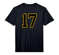 Number 17 Yellow Black Varsity T-Shirt - Casual Everyday Wear Unisex