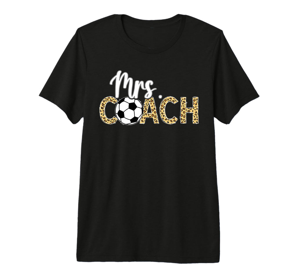 Mrs Coach Leopard Soccer Coachs Wife T-Shirt - Unique Graphic for Adults
