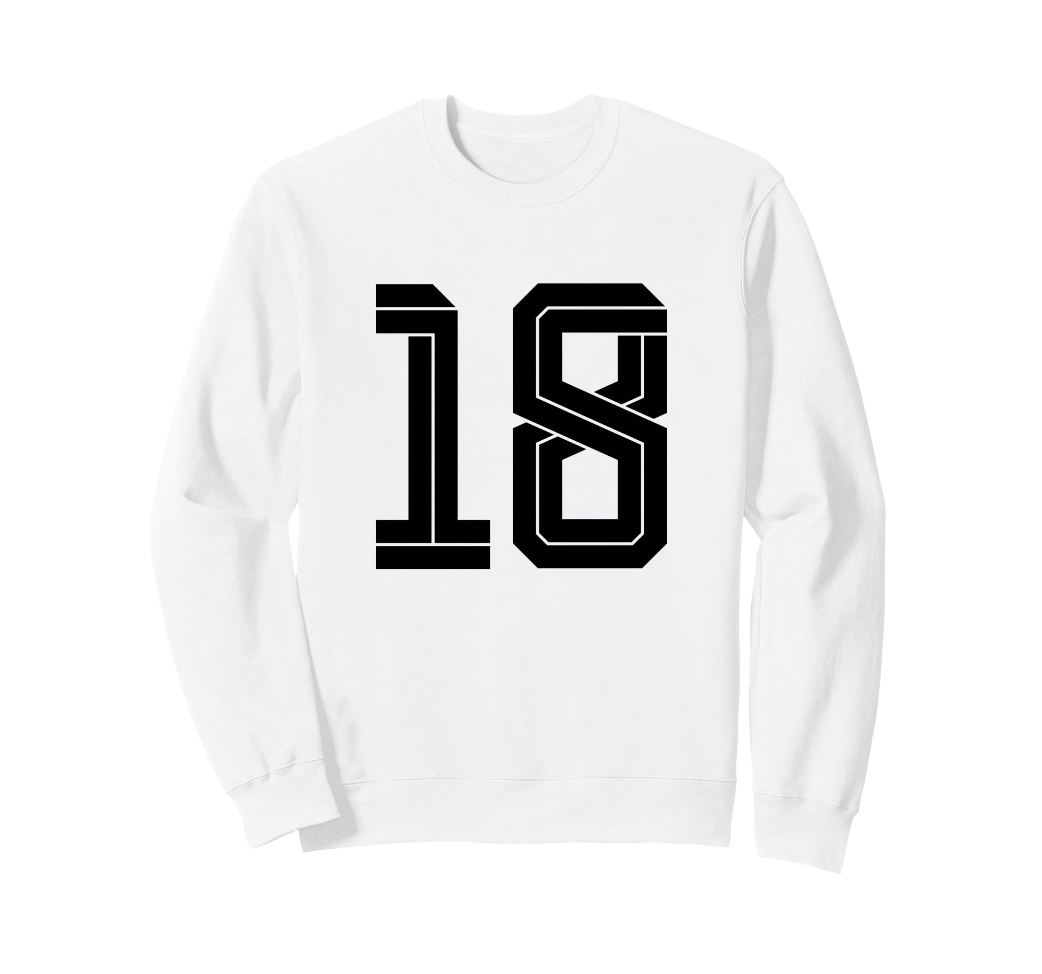 18 White Number 18 Sports Fan Soccer Sweatshirt - Unique Graphic for Adults