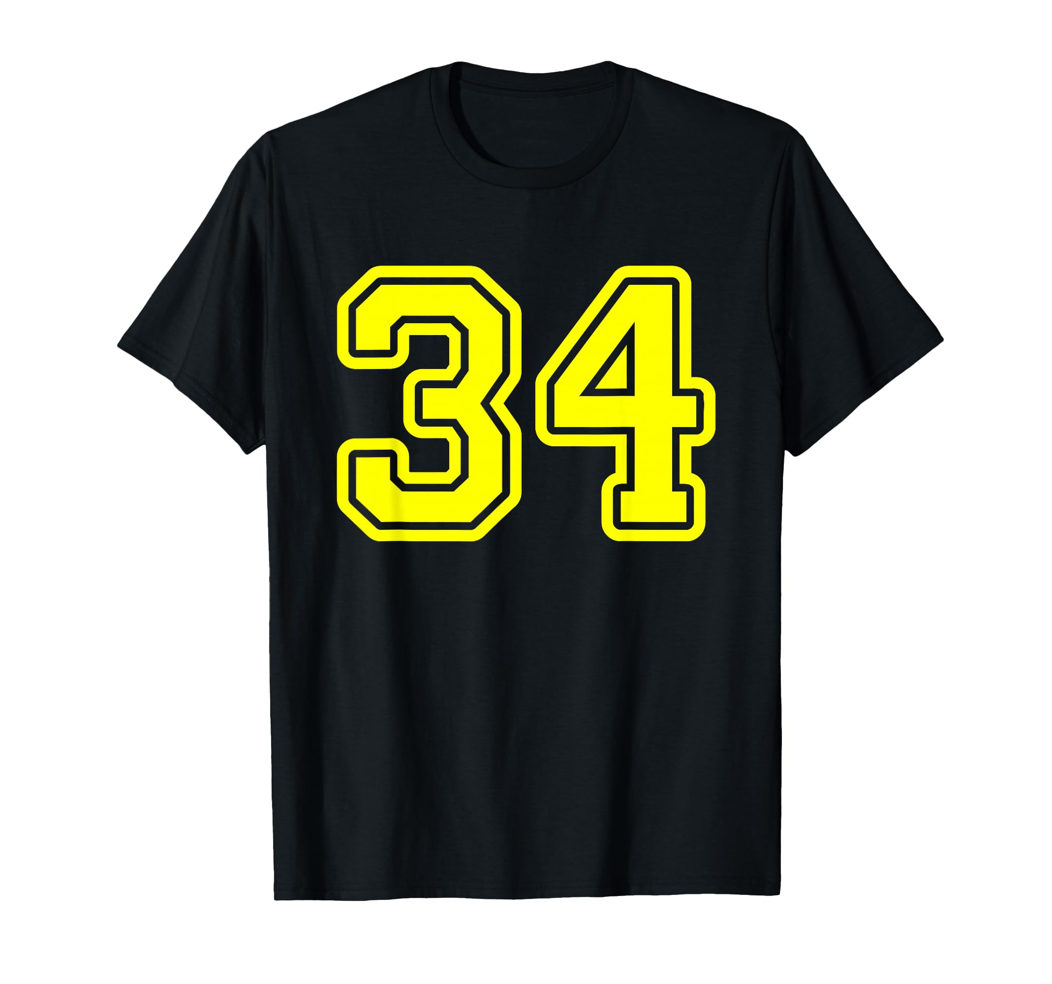Yellow Sports Team Number 34 T-Shirt - Minimalist Print Men Women