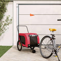 Tidyard Pet Bike Trailer Red and Black Oxford Fabric and Iron Pet Bicycle Carrier, Animal Bike Stroller for Cat, Puppy, Dog, Outdoor, Travel Style B