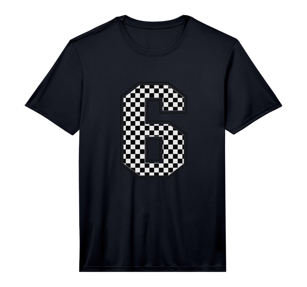 Number 6 Checkered Number T-Shirt - Fun Novelty Design for Adults