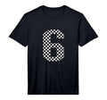 Number 6 Checkered Number T-Shirt - Fun Novelty Design Men Women