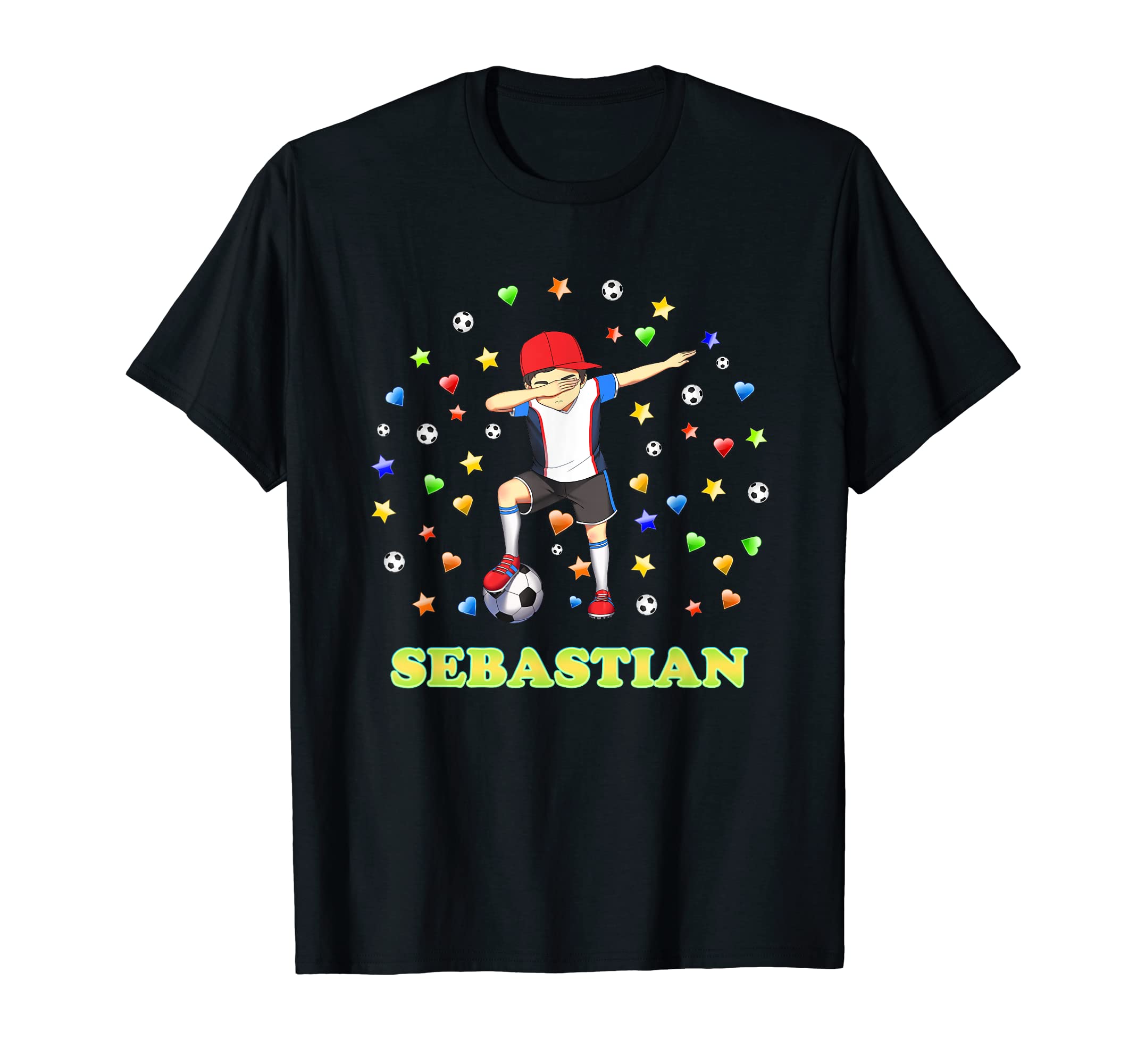 Sebastian Personalised Soccer T-Shirt - Custom Art Print for Adults