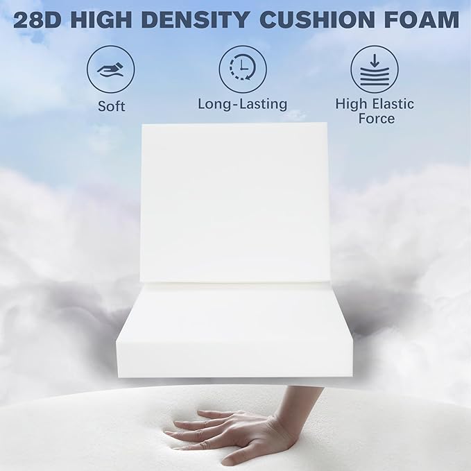Favoyard Outdoor Deep Seat Cushion Set, 19 x 19 Inch Rainproof & 3-Year Fade Resistant Patio Furniture Cushions, Removable Seat Bottom & Back Cushion covers with Ties for Chair, Sofa, Couch, Dark Grey
