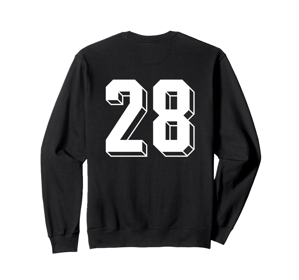 Number 28 Backside 80S 90S Team Sweatshirt - Minimalist Print Unisex