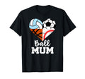 Ball Mum Soccer Baseball Volleyball T-Shirt - Graphic Print for Adults