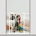 Walk Through Baby & Dog Gate 29-38.5 Inch, Pressure Mounted No Drilling, Adjustable Indoor Safety Gate for Stairs & Doorways - Metal Design for Kids and Pets, White