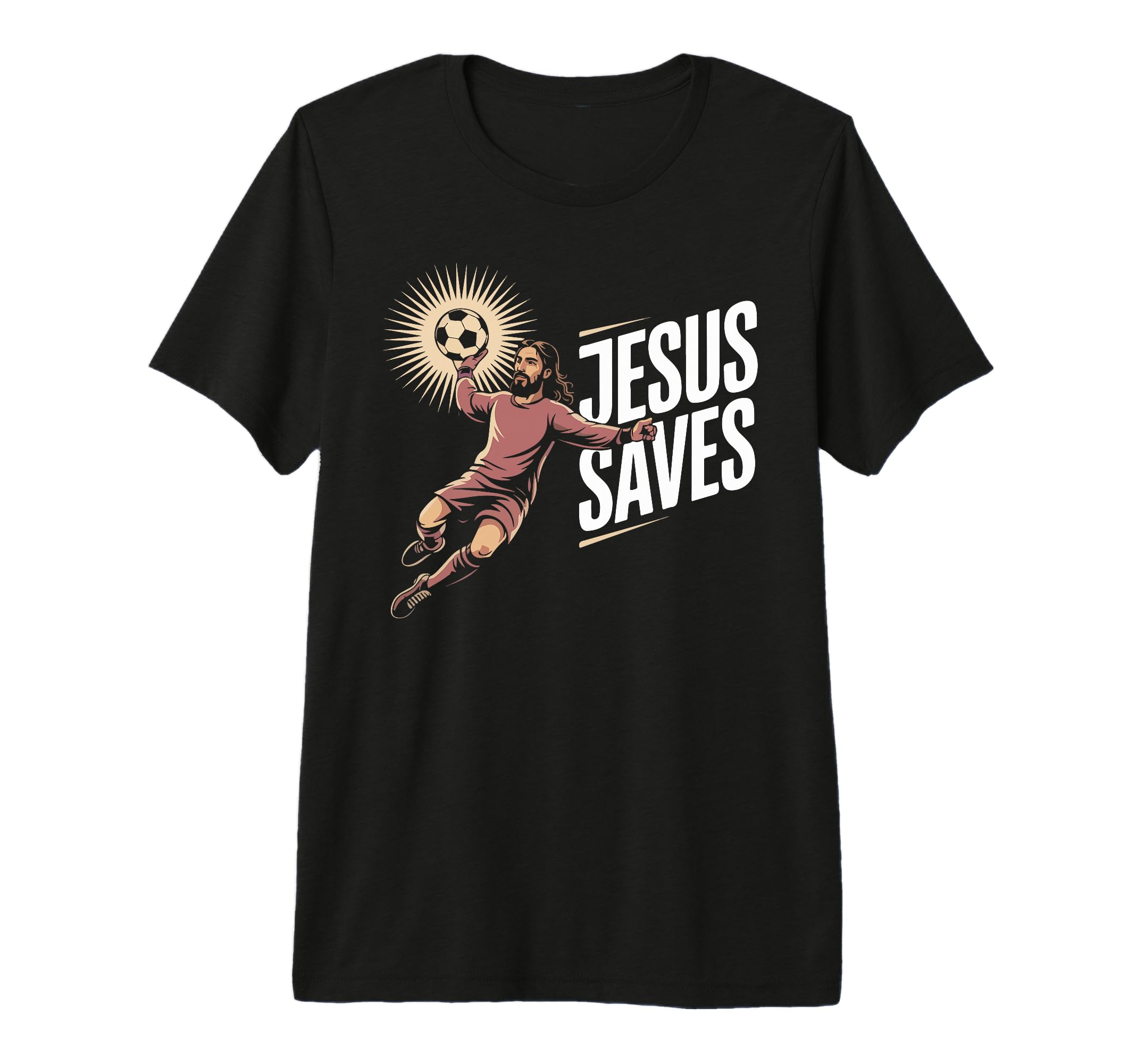 Jesus Saves Soccer Goalkeeper Fun Tri T-Shirt - Novelty Apparel Men Women
