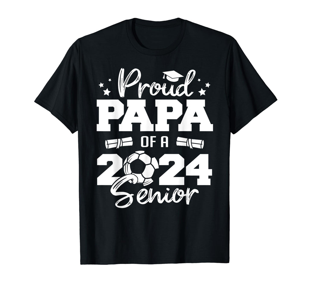 Proud Papa 2024 Senior Funny Soccer T-Shirt - Streetwear Style for Adults