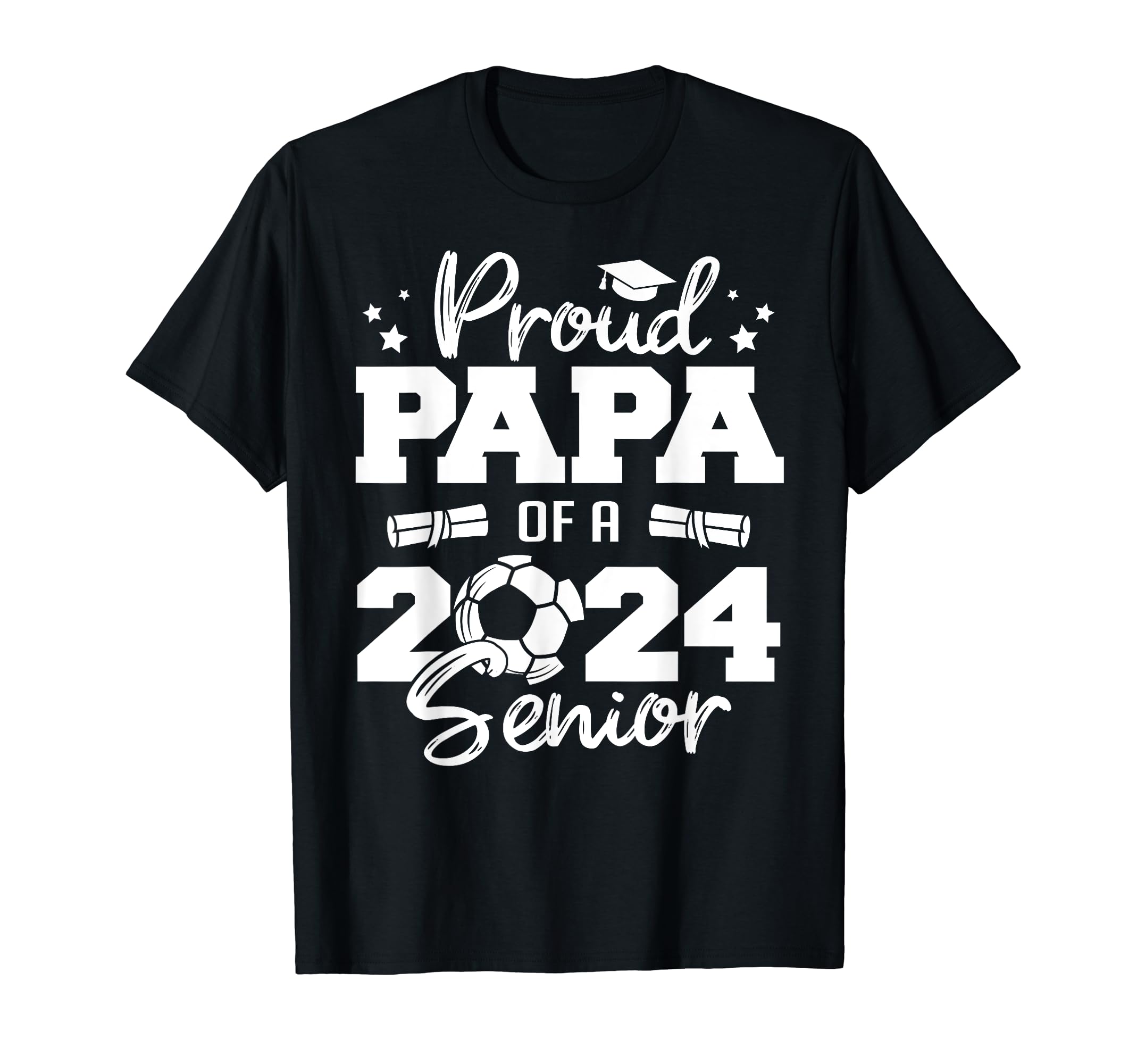 Proud Papa 2024 Senior Funny Soccer T-Shirt - Streetwear Style for Adults