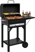 Charcoal Grill, BBQ Grill Charcoal Grill with Pull-Out Grease Tray for Outdoor Patio Backyard (Black)