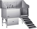 VEVOR Professional 304 Stainless Steel Dog Bathing Station, 61 inch Pet Grooming Tub w/Anti-Slip ramp, Storage Drawer, Cold Hot Faucet Showerhead for Large & Medium & Small (Right Door, with Drawer)