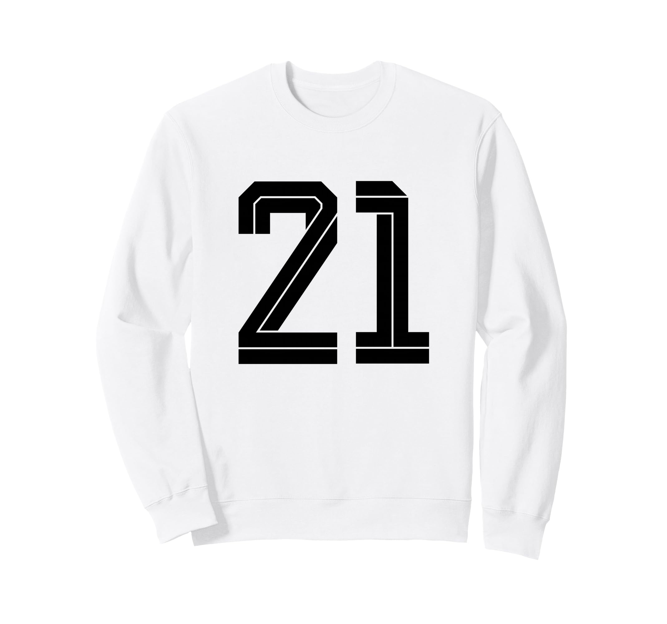 21 White Number 21 Sports Fan Sweatshirt - Fun Novelty Design for Adults