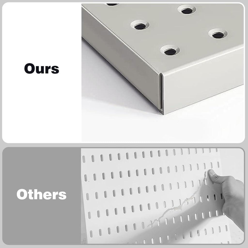 48x24 inch Gray Metal Pegboard Kit for Wall Organization with Hooks, Pegboard Bins, and Utility Tools Storage Board, Efficient Tool Organizer Peg Board