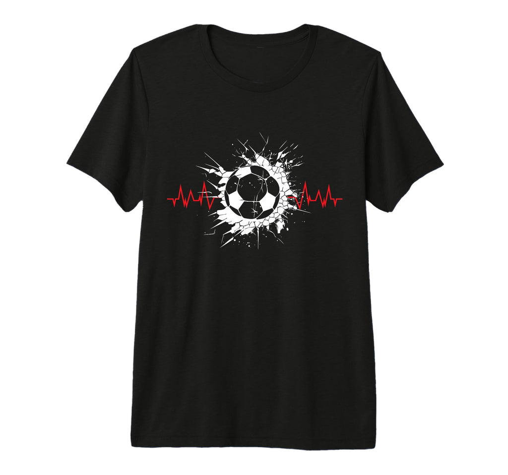 Soccer Ball Heartbeat Players And T-Shirt - Minimalist Print for Adults