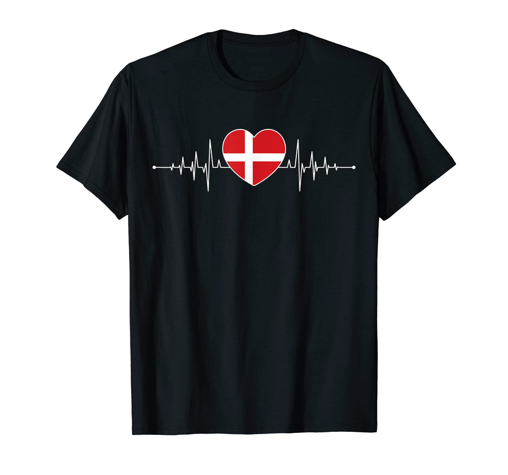 Denmark Heartbeat Danish Flag Dane T-Shirt - Aesthetic Graphic Unisex