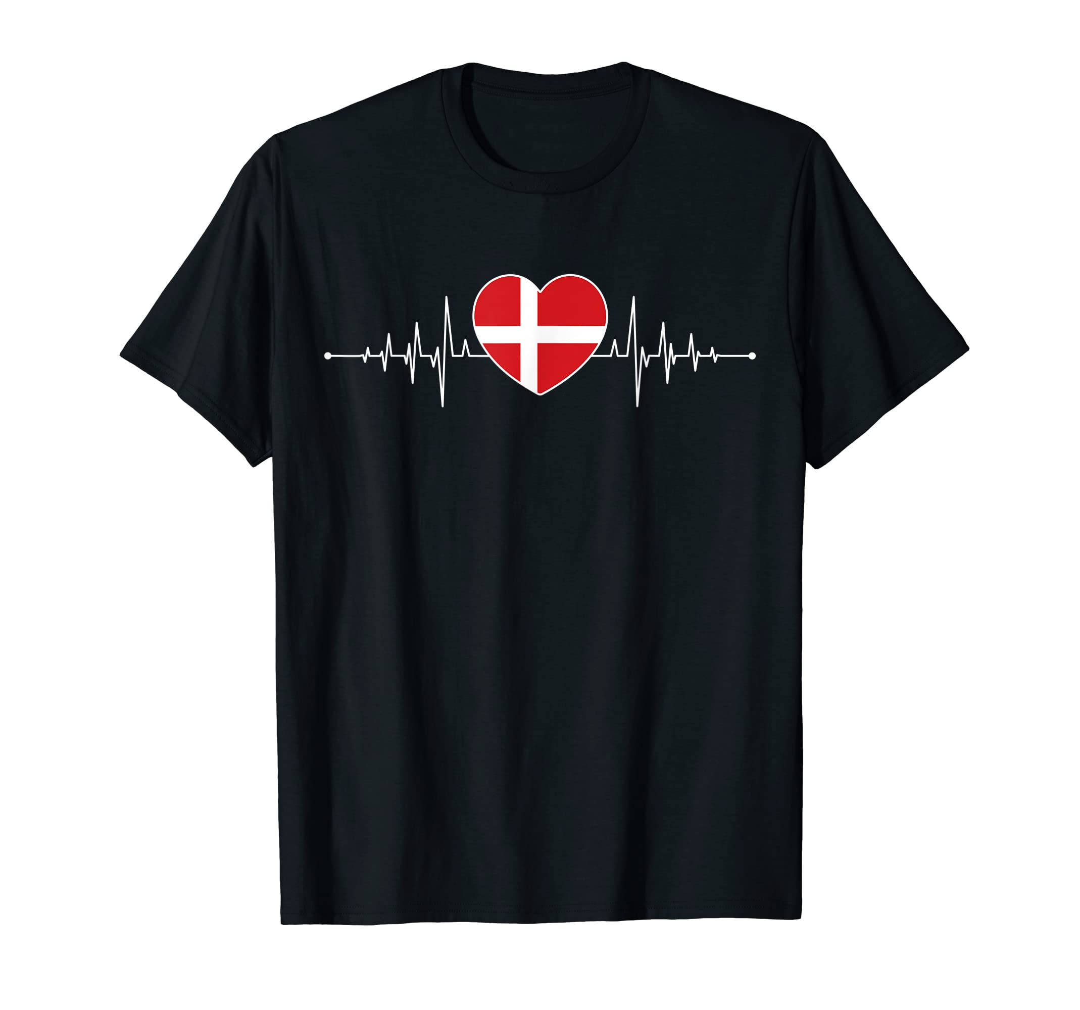 Denmark Heartbeat Danish Flag Dane T-Shirt - Aesthetic Graphic Unisex