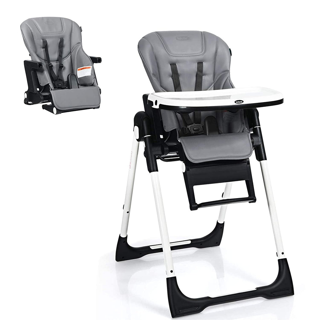 4-in-1 High Chair–Booster Seat with Adjustable Height and Recline-Gray