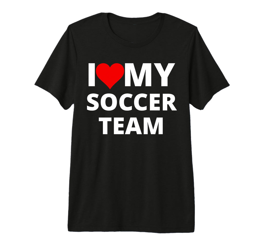 I Love My Soccer Team Red Heart Tri T-Shirt - Minimalist Print for Adults