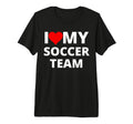 I Love My Soccer Team Red Heart Tri T-Shirt - Minimalist Print for Adults