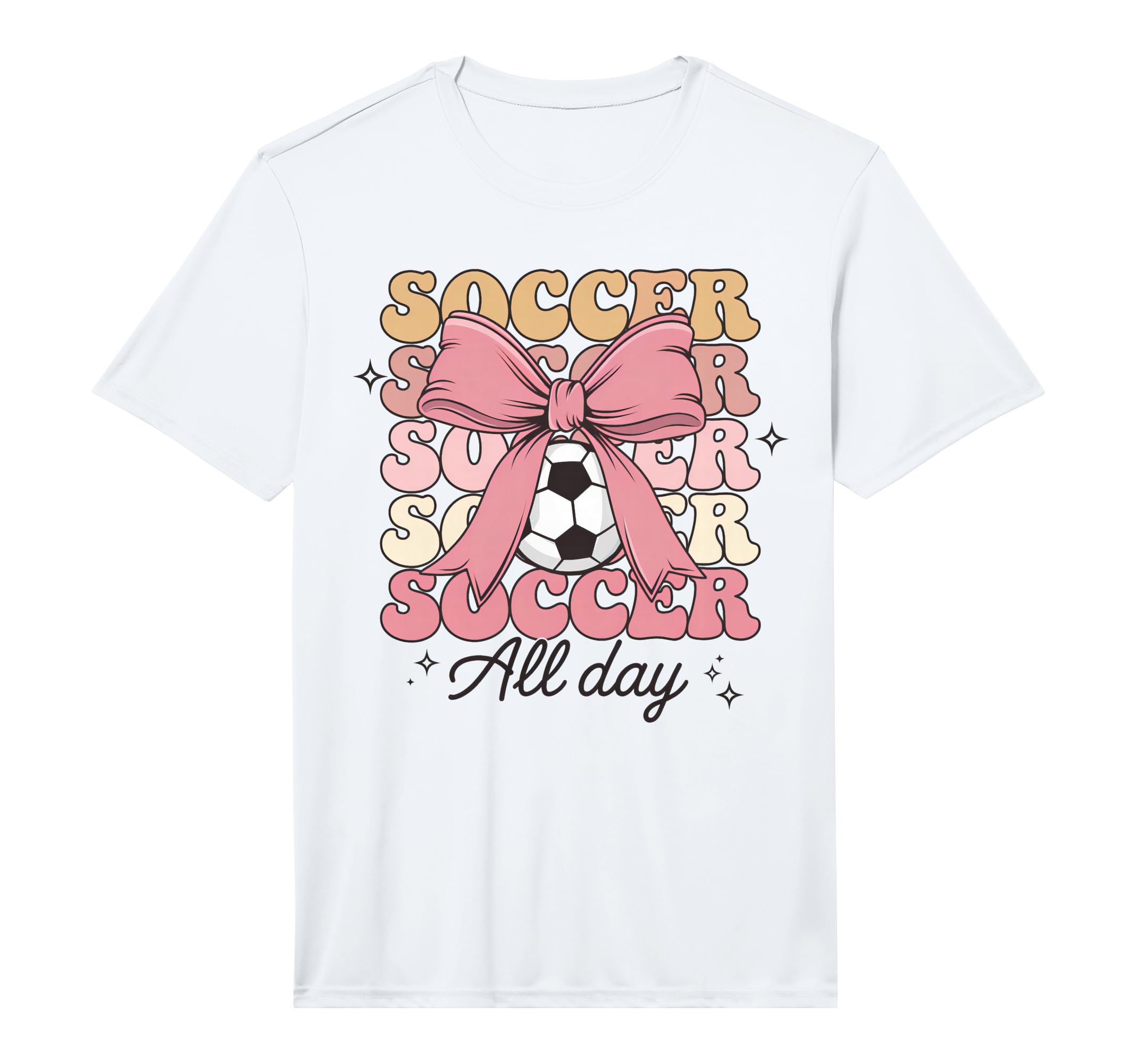Groovy Soccer Coquette Bow Soccer Lover T-Shirt - Graphic Print for Adults