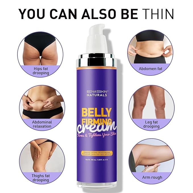 Enaskin Naturals Belly Firming Cream: Hibiscus & Honey Skin Tightening Cellulite Cream - Women Body Lotion for Firmness and Lift of Thighs & Stomach - Tummy Butter Stretch Marks - 120ML