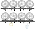 4 Pack 1,5x4ft Heavy Duty Garage Wall Shelving, Garage Shelving Wall Mounted, Storage Rack with Hooks (Black)