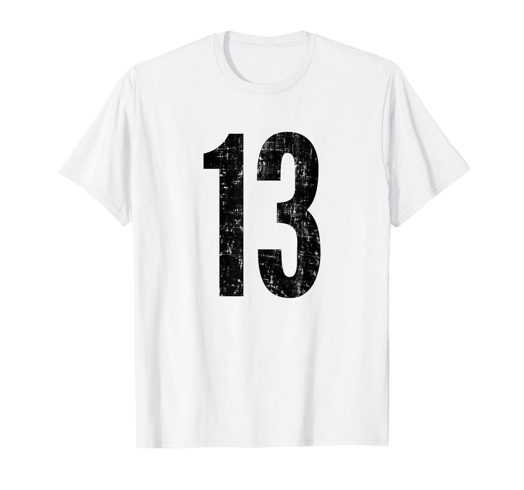 Number 13 Distressed Thirteen Sport T-Shirt - Trendy Graphic for Adults