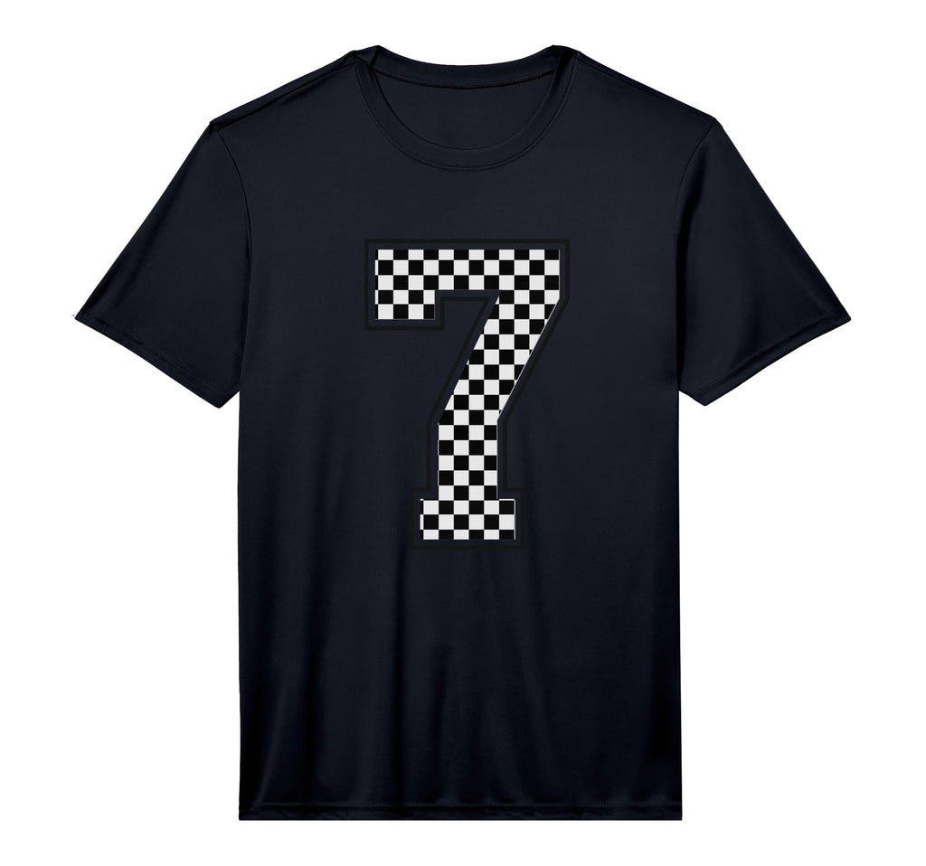 Number 7 Checkered Number Performance T-Shirt - Graphic Print Unisex