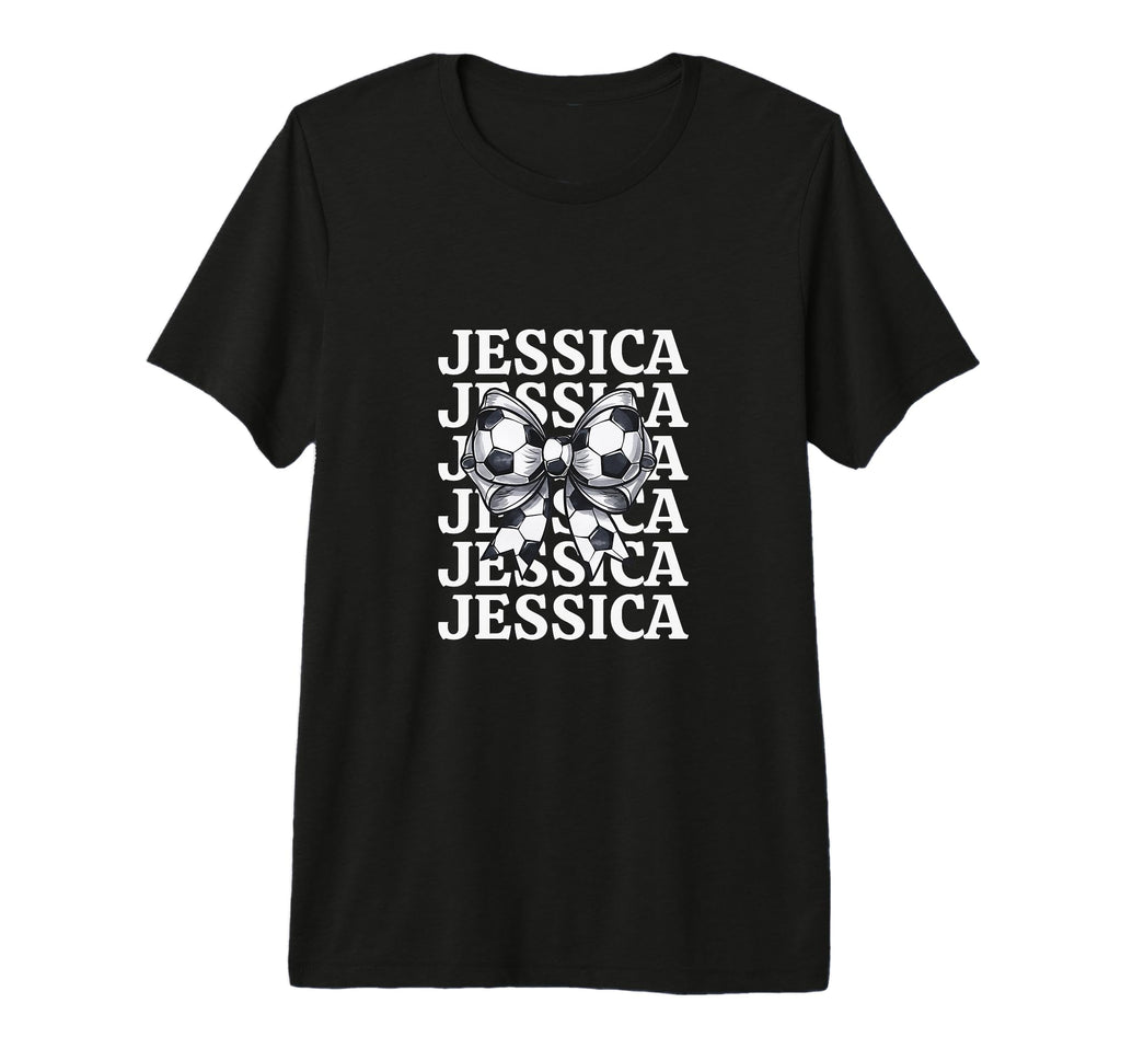 Jessica Personalized Coquette Soccer T-Shirt - Novelty Apparel for Adults