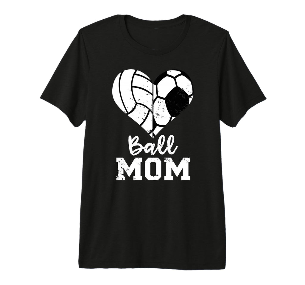 Ball Mom Heart Funny Soccer Volleyball T-Shirt - Novelty Apparel Men Women