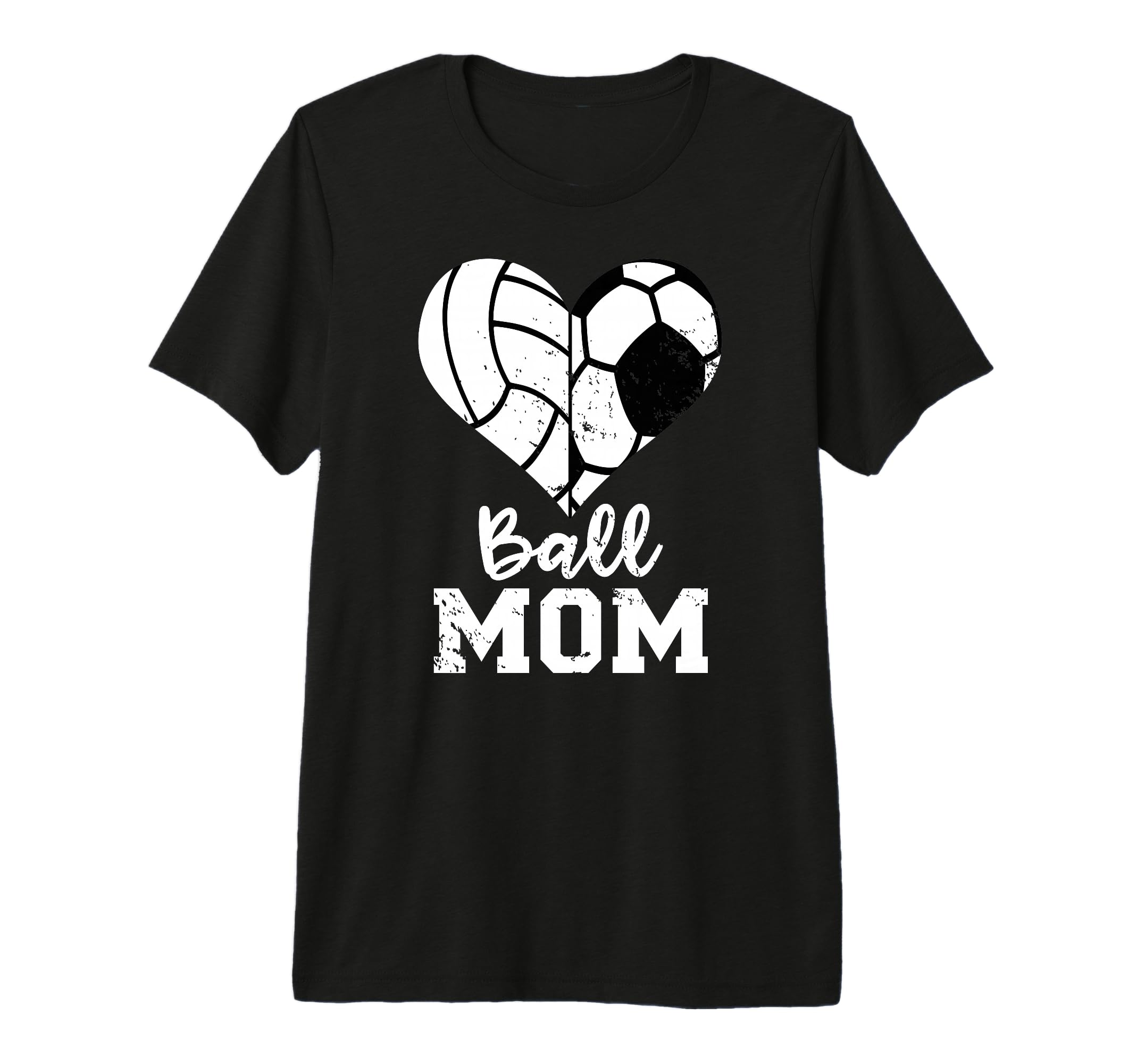 Ball Mom Heart Funny Soccer Volleyball T-Shirt - Novelty Apparel Men Women