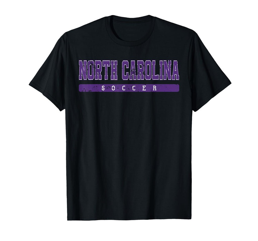 North Carolina Soccer Purple Text T-Shirt - Trendy Graphic Men Women