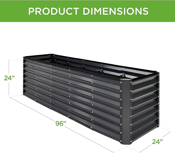 Best Choice Products 8x2x2ft Outdoor Metal Raised Garden Bed, Rectangular Deep Root Planter Box for Vegetables, Flowers, Herbs, and Succulents w/ 239 Gallon Capacity - Gray