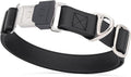 Dogline Biothane Waterproof Dog Collar with Herm Sprenger Black Stainless Steel Quick Release Buckle – Heavy Duty Tactical Durable Collar for Dogs – Comfortable and Safe Pet Collar W 1" L 15-25" Black