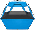 WhiteFang Deluxe Pop Up Beach Tent Sun Shade Shelter for 3-4/5-6 Person, UV Protection, Extendable Floor with 3 Ventilating Windows Plus Carrying Bag, Stakes, and Guy Lines