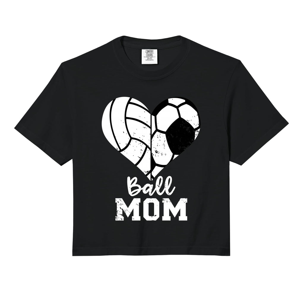 Ball Mom Heart Funny Soccer Volleyball Hoodie - Novelty Apparel for Adults