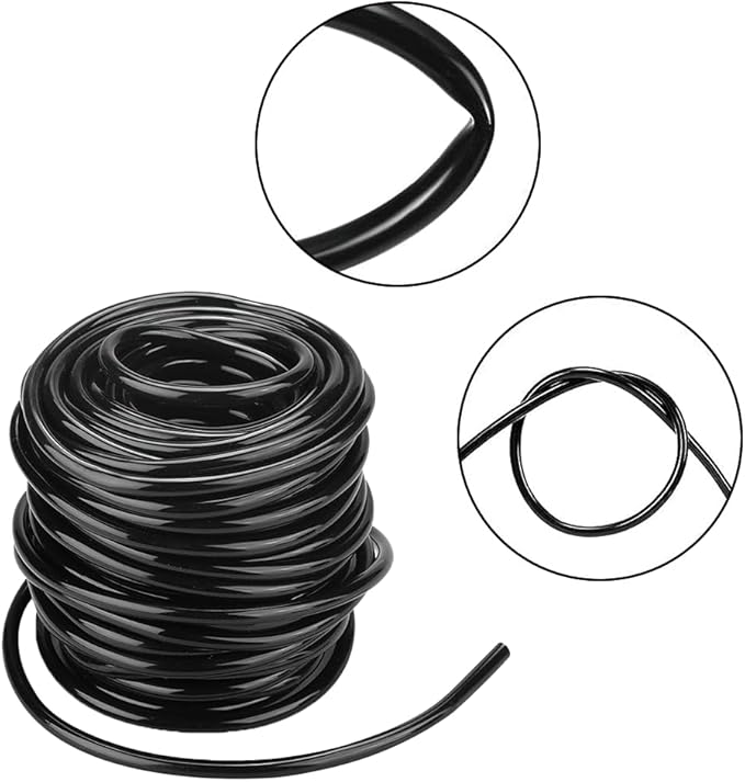 Garden Watering Tube, 4mm Drip Irrigation System Hose Blank Distribution Misting Tubing Main Line Automatic Water Pipe DIY Small Lawn Agriculture Hydroponics Flower Patio Emitters Bubbler Sprinkle 20M