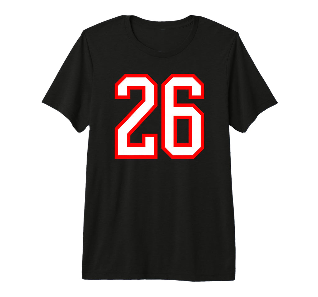 26 White Red Sport Team Number Tri T-Shirt - Aesthetic Graphic for Adults