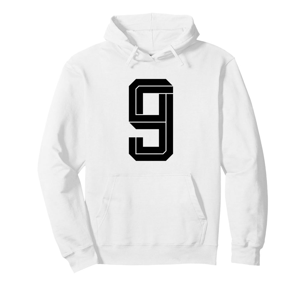 9 White Number 9 Sports Fan Soccer Hoodie - Streetwear Style Unisex
