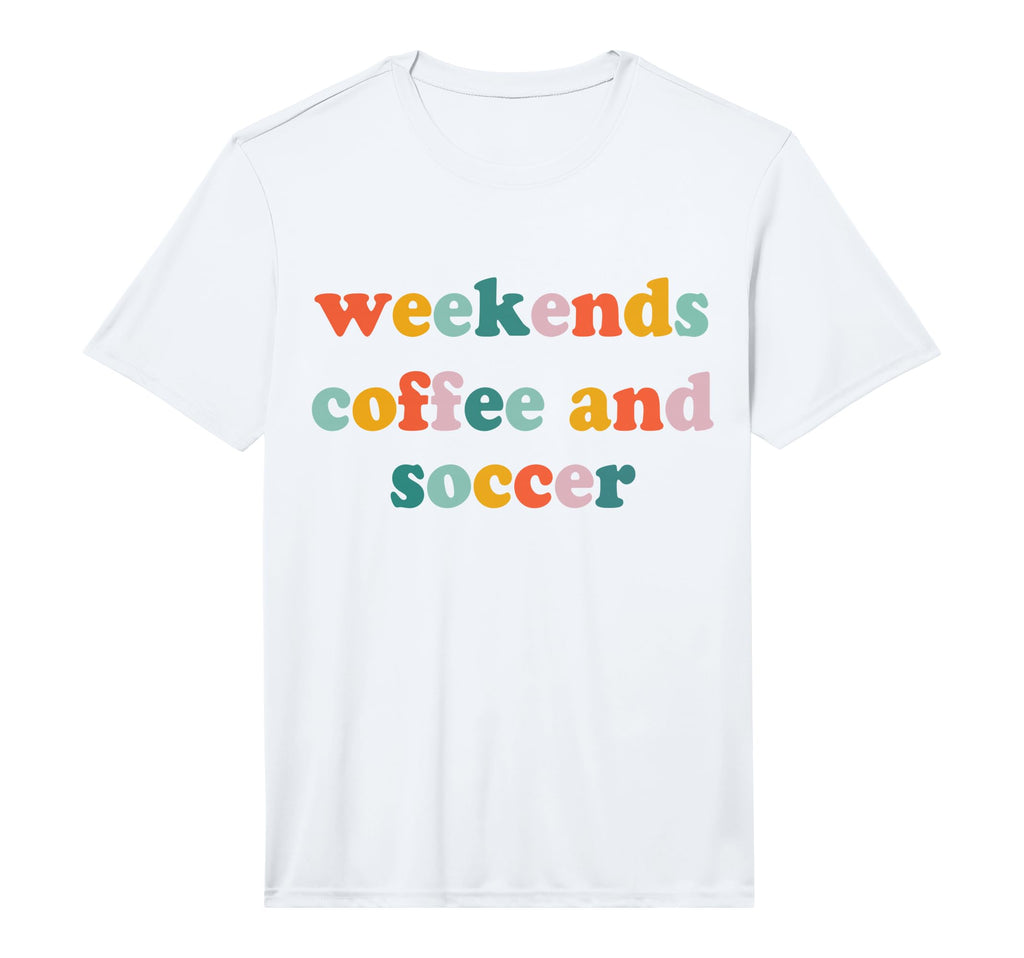 Weekends Coffee And Soccer Soccer T-Shirt - Minimalist Print for Adults